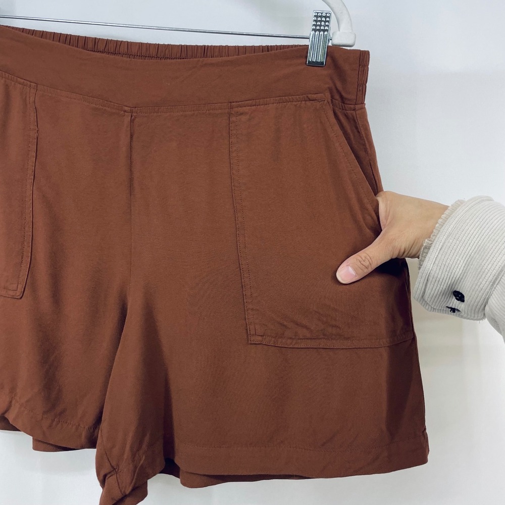 Wildfox Size XL Shorts Rust Brown Elastic Waist High Rise Patch Pocket Casual - Picture 2 of 5